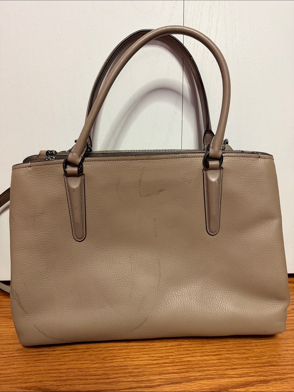 Coach Taupe Leather Satchel with Removable Strap - Picture 3 of 6